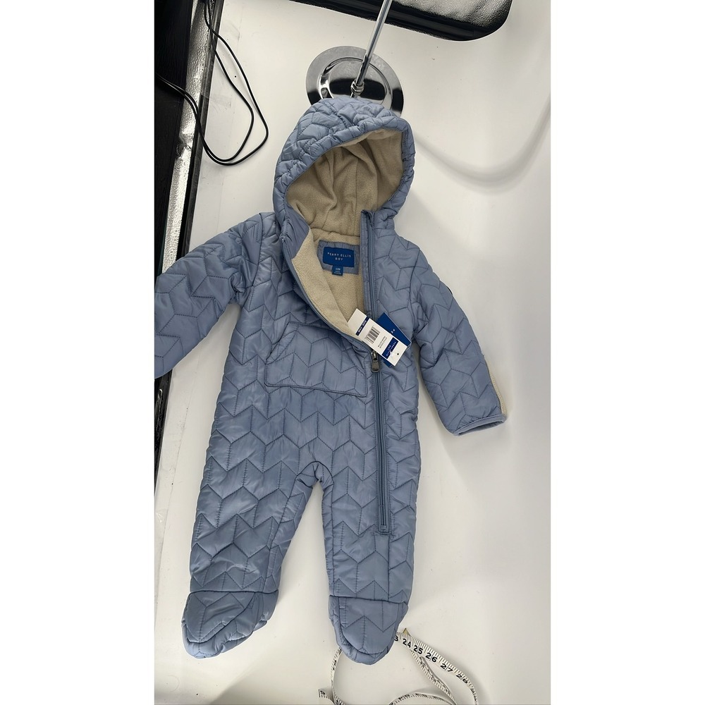 Perry Ellis Quilted Fleece Lined Snowsuit Blue 3/6 Months